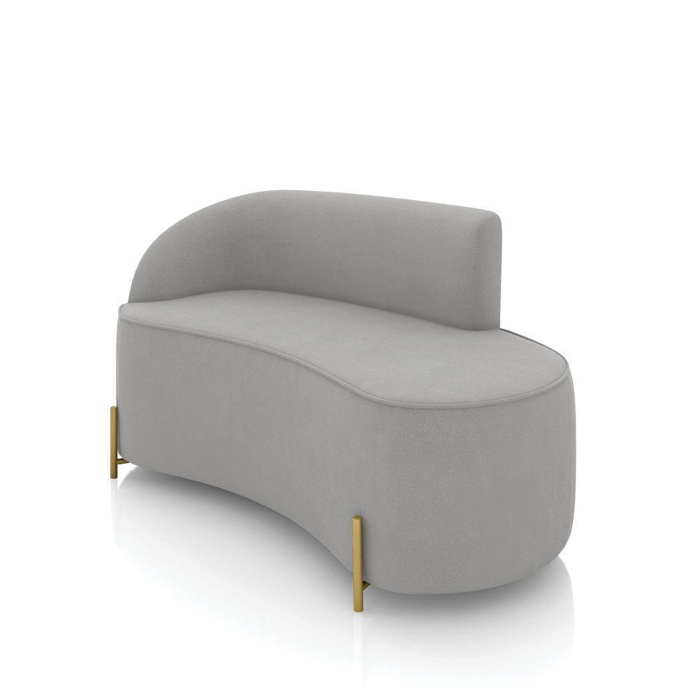 Sofá 2 Lugares Orgânico 140cm Pé Dourado Morgan Suede Cinza D03 - D'rossi - 1