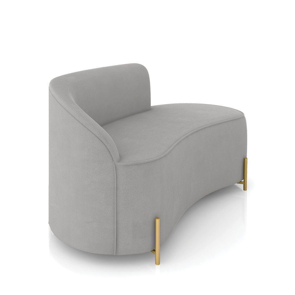 Sofá 2 Lugares Orgânico 140cm Pé Dourado Morgan Suede Cinza D03 - D'rossi - 6