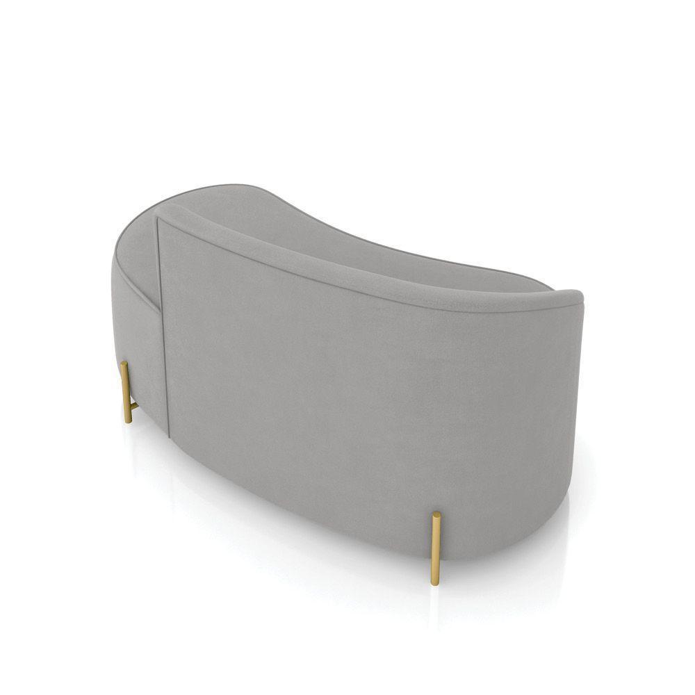 Sofá 2 Lugares Orgânico 140cm Pé Dourado Morgan Suede Cinza D03 - D'rossi - 8