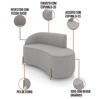 Sofá 2 Lugares Orgânico 140cm Pé Dourado Morgan Suede Cinza D03 - D'rossi - 3