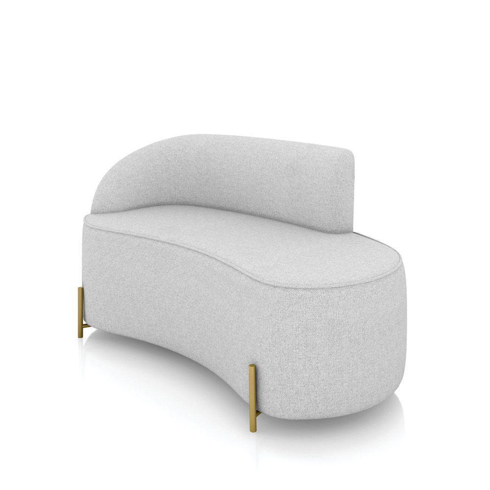 Sofá 2 Lugares Orgânico 140cm Pé Dourado Morgan Linho Cinza D03 - D'rossi - 1