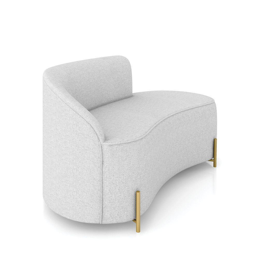 Sofá 2 Lugares Orgânico 140cm Pé Dourado Morgan Linho Cinza D03 - D'rossi - 6