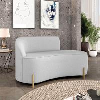 Sofá 2 Lugares Orgânico 140cm Pé Dourado Morgan Linho Cinza D03 - D'rossi - 2