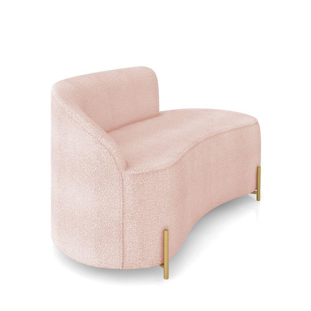 Sofá 2 Lugares Orgânico 140cm Pé Dourado Morgan Bouclê Rosê D03 - D'rossi - 6