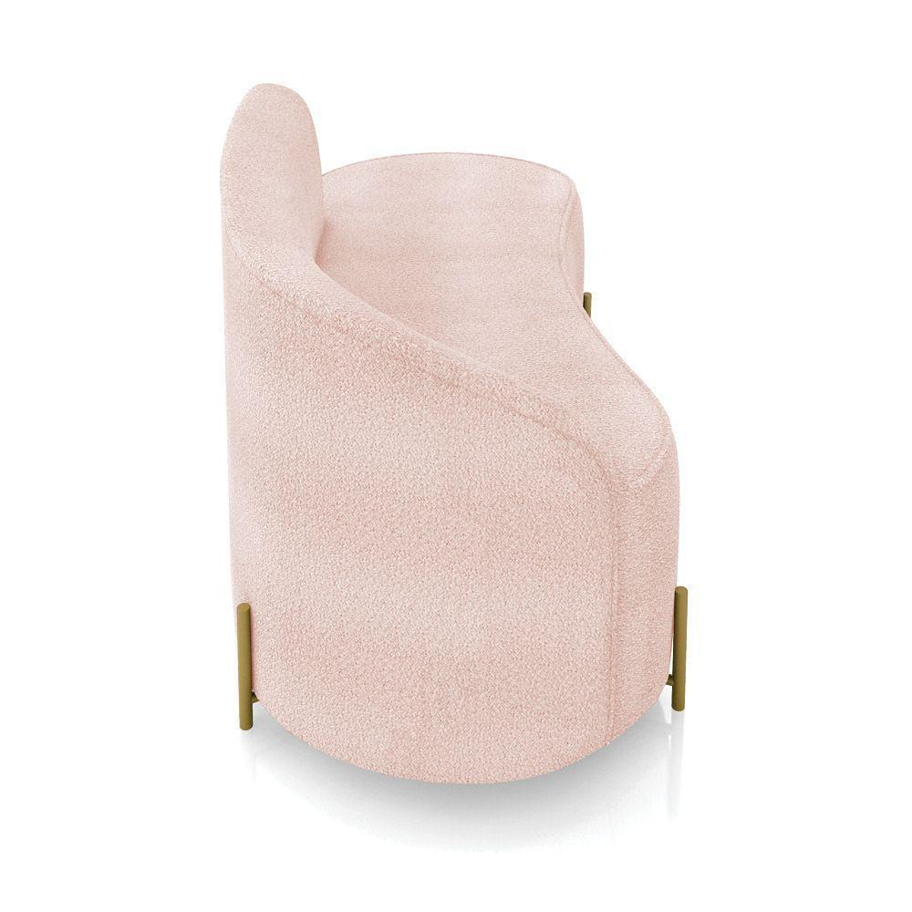 Sofá 2 Lugares Orgânico 140cm Pé Dourado Morgan Bouclê Rosê D03 - D'rossi - 7