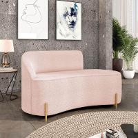 Sofá 2 Lugares Orgânico 140cm Pé Dourado Morgan Bouclê Rosê D03 - D'rossi - 2