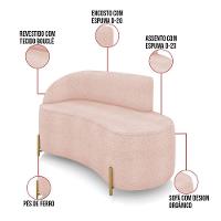 Sofá 2 Lugares Orgânico 140cm Pé Dourado Morgan Bouclê Rosê D03 - D'rossi - 3
