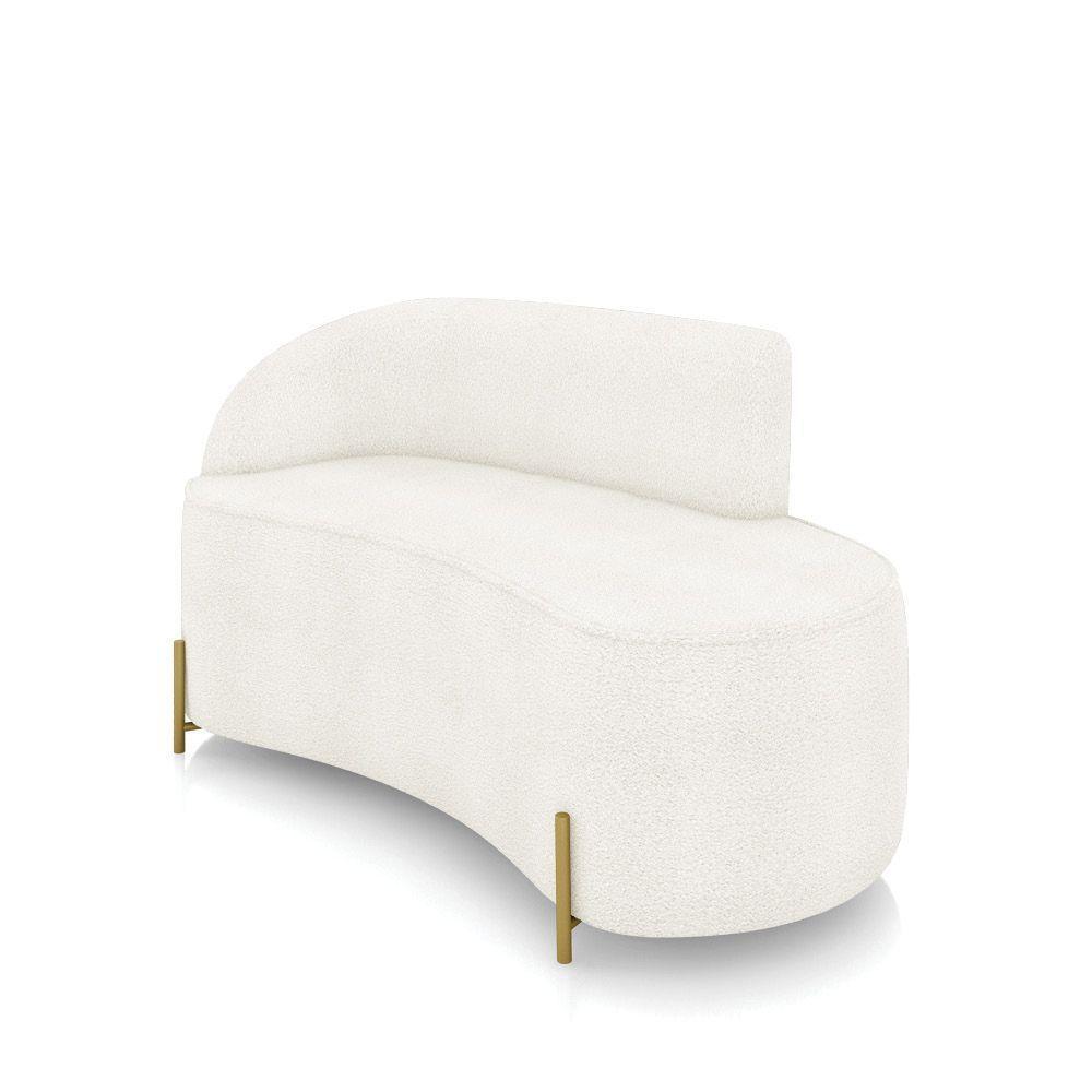 Sofá 2 Lugares Orgânico 140cm Pé Dourado Morgan Bouclê Off White D03 - D'rossi - 1