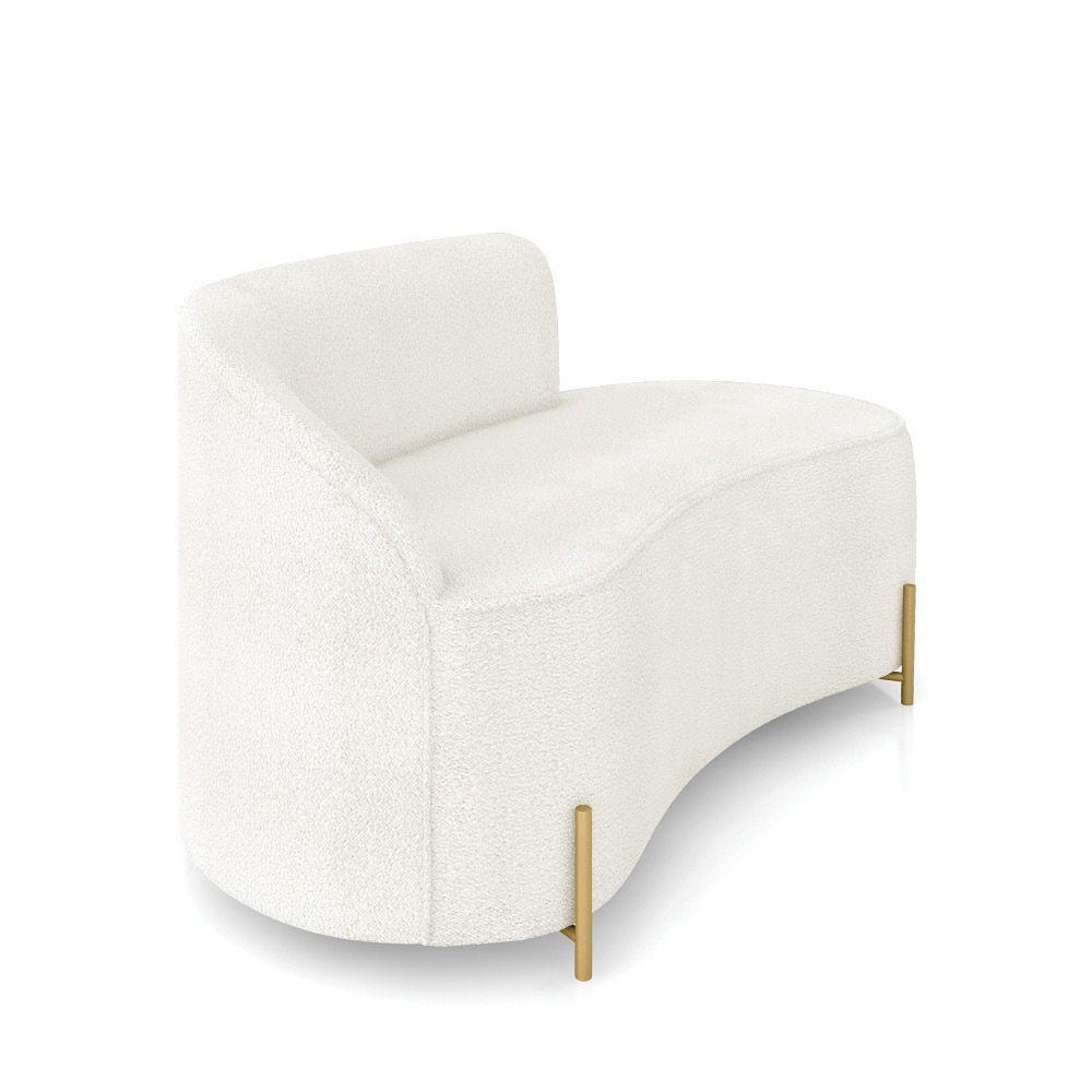 Sofá 2 Lugares Orgânico 140cm Pé Dourado Morgan Bouclê Off White D03 - D'rossi - 6