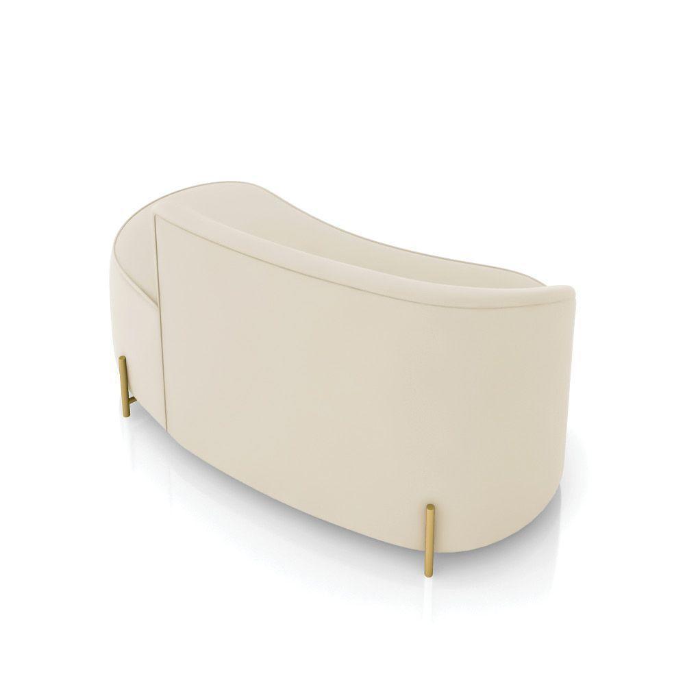 Sofá 2 Lugares Orgânico 140cm Pé Dourado Morgan Veludo Bege D03 - D'rossi - 8