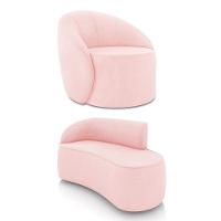 Sofá 2 Lugares Orgânico 140cm Morgan E Poltrona Lua Suede Rosa Bebê D03 - D'rossi - 1