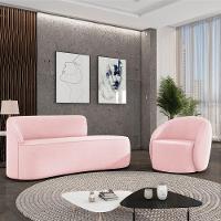 Sofá 2 Lugares Orgânico 140cm Morgan E Poltrona Lua Suede Rosa Bebê D03 - D'rossi - 2