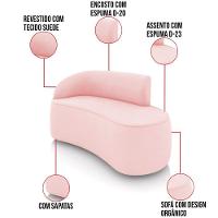 Sofá 2 Lugares Orgânico 140cm Morgan E Poltrona Lua Suede Rosa Bebê D03 - D'rossi - 3