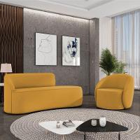 Sofá 2 Lugares Orgânico 140cm Morgan E Poltrona Lua Veludo Mostarda D03 - D'rossi - 2