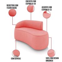 Sofá 2 Lugares Orgânico 140cm Morgan E Poltrona Lua Suede Rosê D03 - D'rossi - 3
