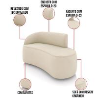 Sofá 2 Lugares Orgânico 140cm Morgan E Poltrona Lua Veludo Bege D03 - D'rossi - 3