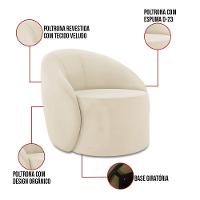 Sofá 2 Lugares Orgânico 140cm Morgan E Poltrona Lua Veludo Bege D03 - D'rossi