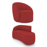 Sofá 2 Lugares Orgânico 140cm Morgan E Poltrona Lua Veludo Marsala D03 - D'rossi - 1