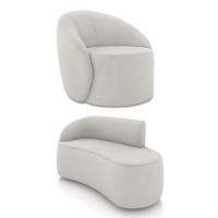 Sofá 2 Lugares Orgânico 140cm Morgan E Poltrona Lua Veludo Cinza D03 - D'rossi - 1