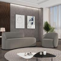 Sofá 2 Lugares Orgânico 140cm Morgan E Poltrona Lua Suede Grafite D03 - D'rossi - 2