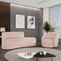 Sofá 2 Lugares Orgânico 140cm Morgan E Poltrona Lua Bouclê Rosê D03 - D'rossi - 2