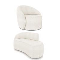 Sofá 2 Lugares Orgânico 140cm Morgan E Poltrona Lua Bouclê Off White D03 - D'rossi - 1