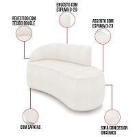 Sofá 2 Lugares Orgânico 140cm Morgan E Poltrona Lua Bouclê Off White D03 - D'rossi - 3