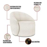 Sofá 2 Lugares Orgânico 140cm Morgan E Poltrona Lua Bouclê Off White D03 - D'rossi