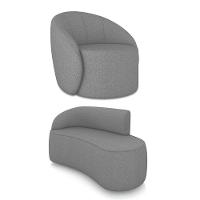 Sofá 2 Lugares Orgânico 140cm Morgan E Poltrona Lua Linho Grafite D03 - D'rossi - 1