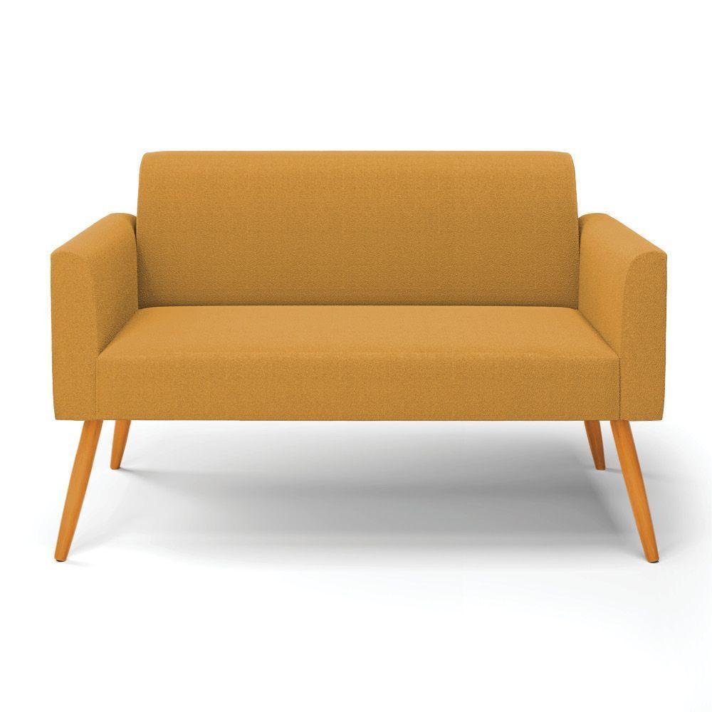 Sofá 2 Lugares Namoradeira Pé Palito Castanho Marisa Bouclê Mostarda D03 - D'rossi - 5
