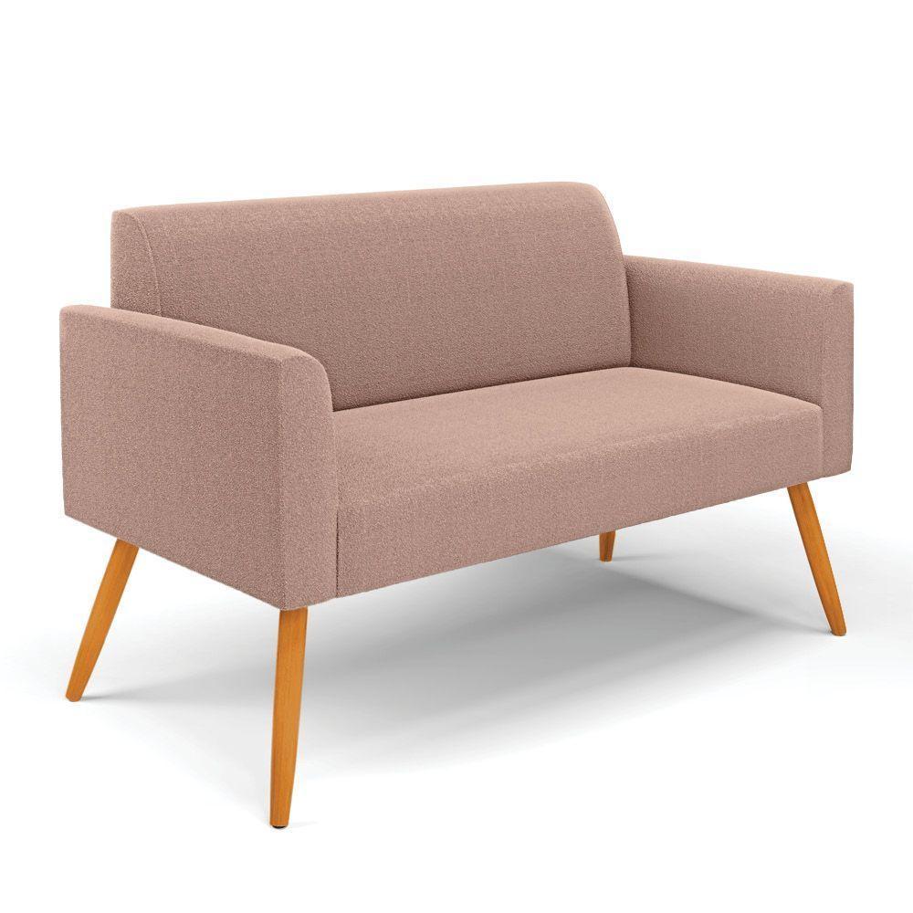 Sofá 2 Lugares Namoradeira Pé Palito Castanho Marisa Bouclê Rosê D03 - D'rossi - 1