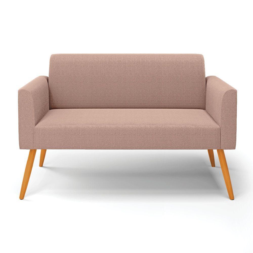 Sofá 2 Lugares Namoradeira Pé Palito Castanho Marisa Bouclê Rosê D03 - D'rossi - 5