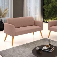 Sofá 2 Lugares Namoradeira Pé Palito Castanho Marisa Bouclê Rosê D03 - D'rossi - 2