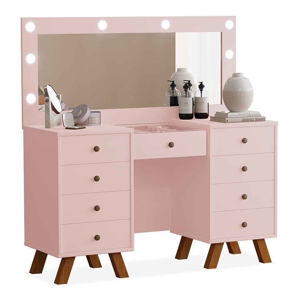 Penteadeira Camarim Mila Rosê Sem Banqueta - Móveis Luapa Rosê - 1