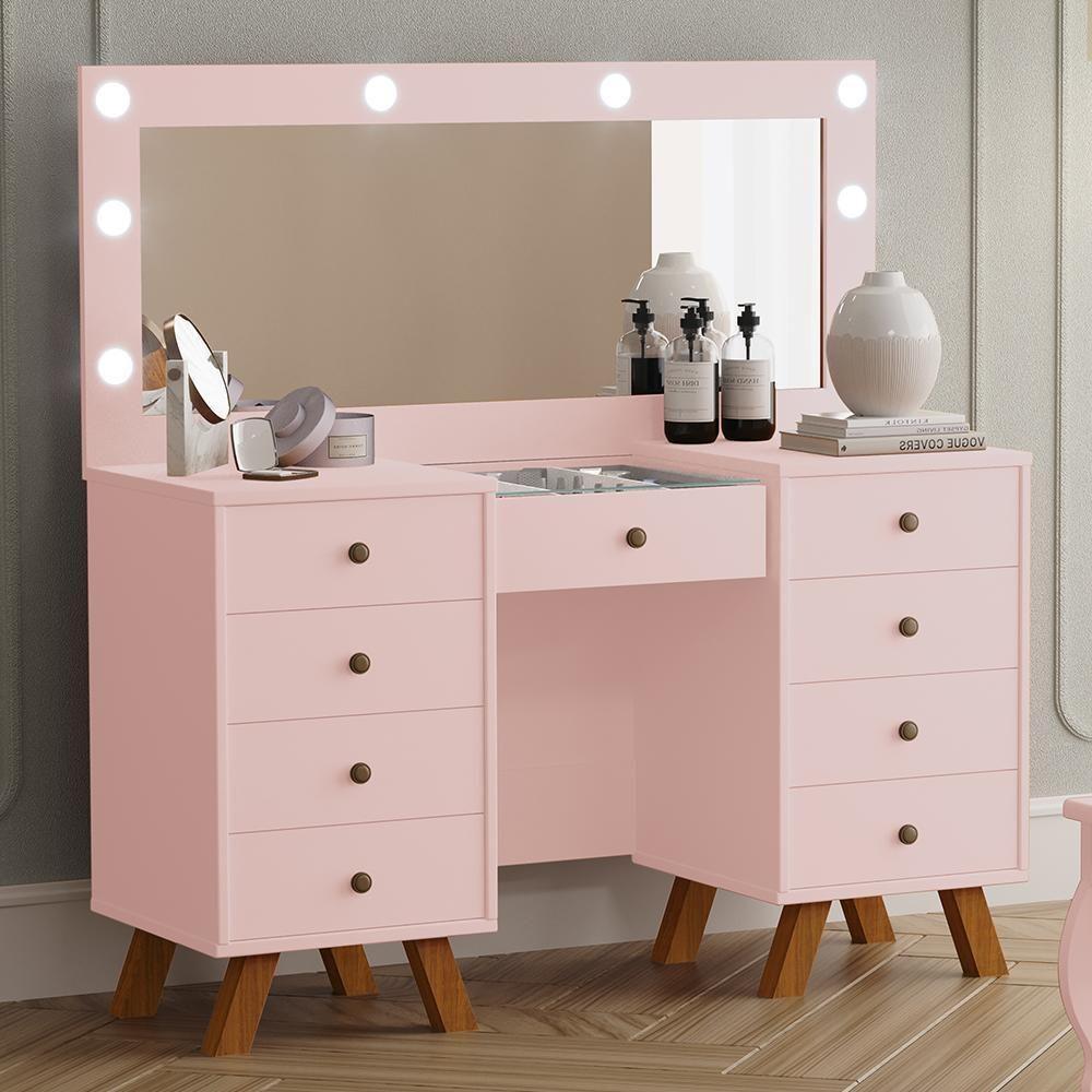 Penteadeira Camarim Mila Rosê Sem Banqueta - Móveis Luapa Rosê - 2