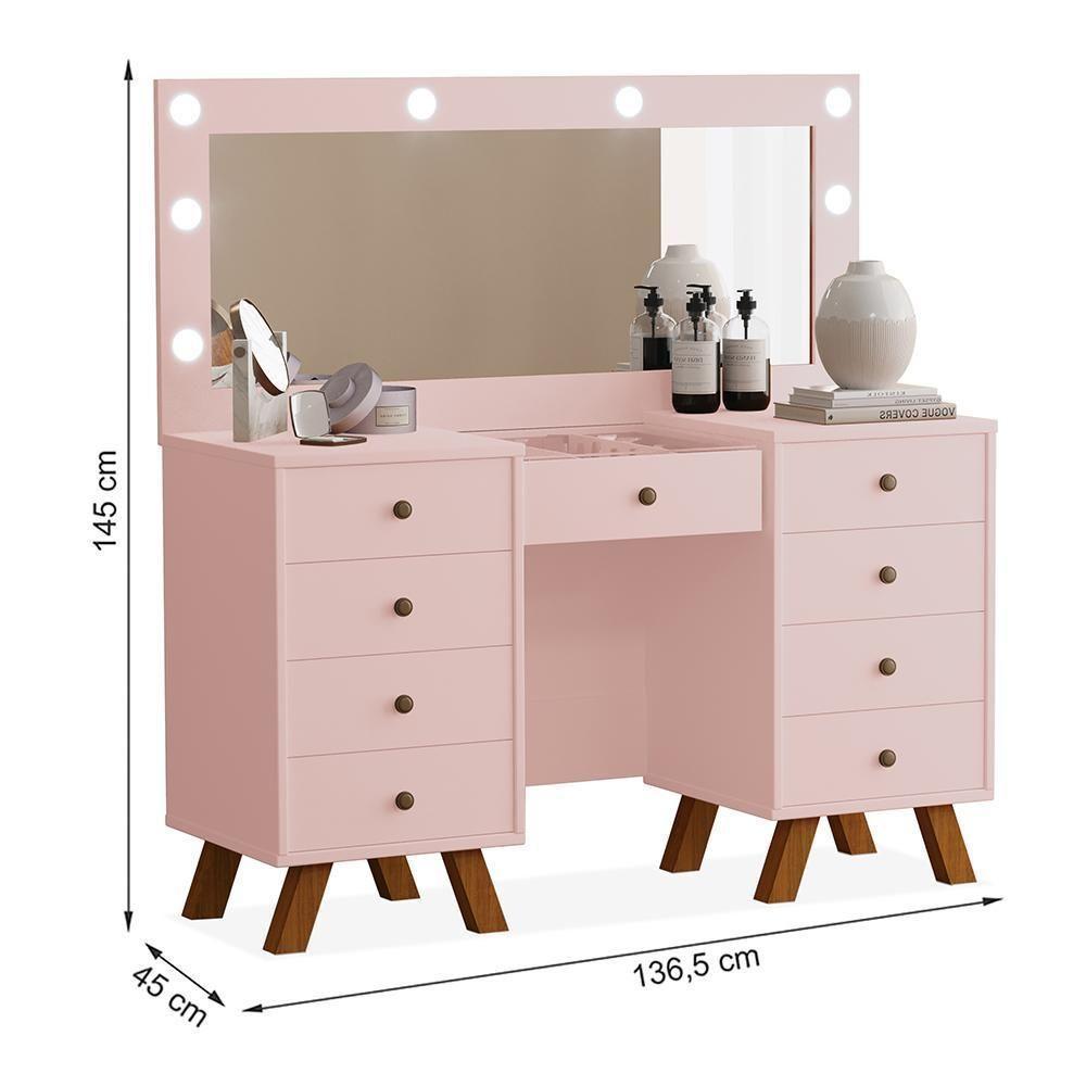 Penteadeira Camarim Mila Rosê Sem Banqueta - Móveis Luapa Rosê - 5