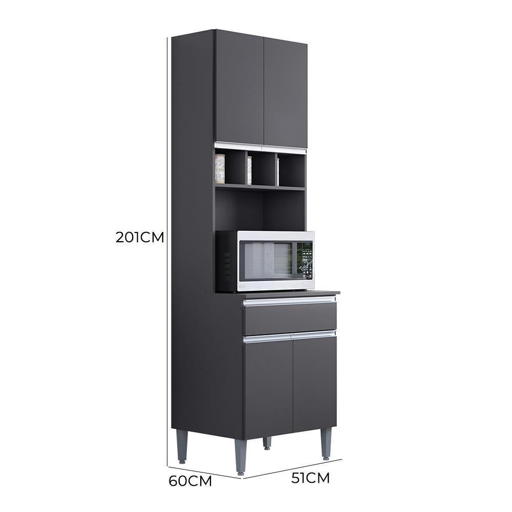Paneleiro Duplo Andréia 4 Portas E 1 Gaveta Cinza - Ajl Móveis Cinza - 4