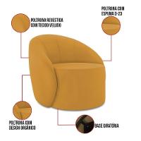 Sofá 2 Lugares Orgânico 140cm Morgan E 2 Poltronas Lua Veludo Mostarda D03 - D'rossi
