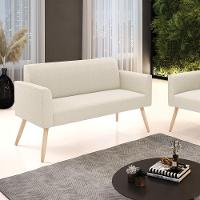 Sofá 2 Lugares Namoradeira Pé Palito Natural Marisa Bouclê Bege D03 - D'rossi - 2