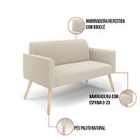 Sofá 2 Lugares Namoradeira Pé Palito Natural Marisa Bouclê Bege D03 - D'rossi - 3