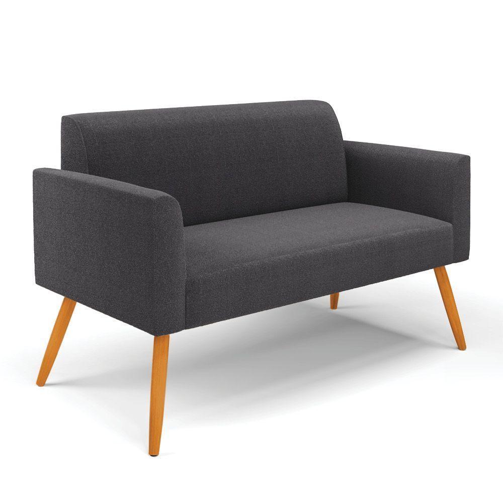 Sofá 2 Lugares Namoradeira Pé Palito Castanho Marisa Bouclê Grafite D03 - D'rossi - 1