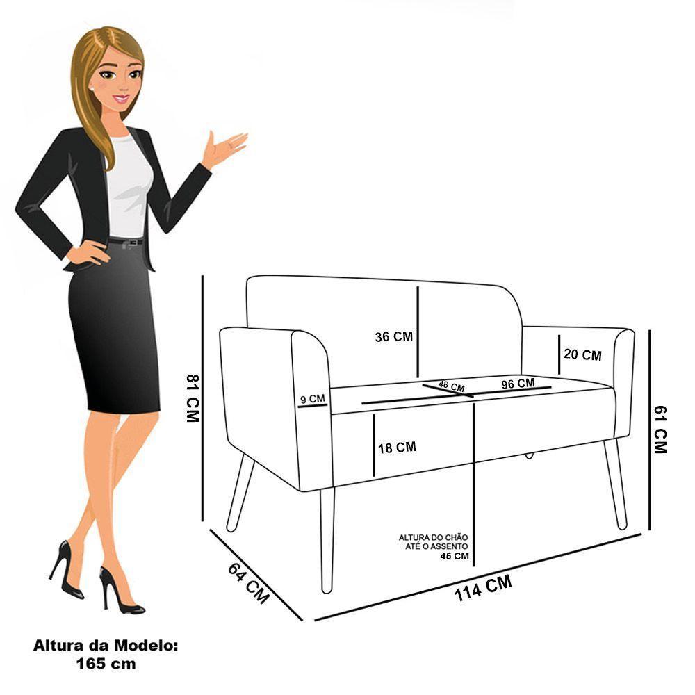 Sofá 2 Lugares Namoradeira Pé Palito Castanho Marisa Bouclê Grafite D03 - D'rossi - 4