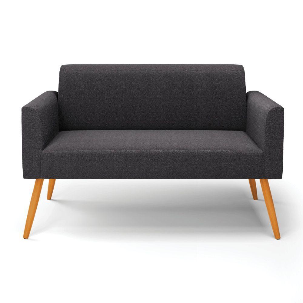 Sofá 2 Lugares Namoradeira Pé Palito Castanho Marisa Bouclê Grafite D03 - D'rossi - 5