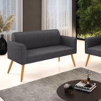 Sofá 2 Lugares Namoradeira Pé Palito Castanho Marisa Bouclê Grafite D03 - D'rossi - 2