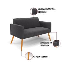 Sofá 2 Lugares Namoradeira Pé Palito Castanho Marisa Bouclê Grafite D03 - D'rossi - 3