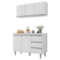 Kit De Cozinha Andréia Balcão 120cm Branco Com Tampo Mdp E Aéreo - Ajl Móveis Branco - 1