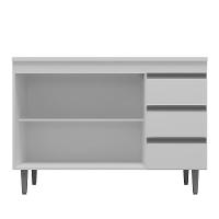 Kit De Cozinha Andréia Balcão 120cm Branco Com Tampo Mdp E Aéreo - Ajl Móveis Branco - 5