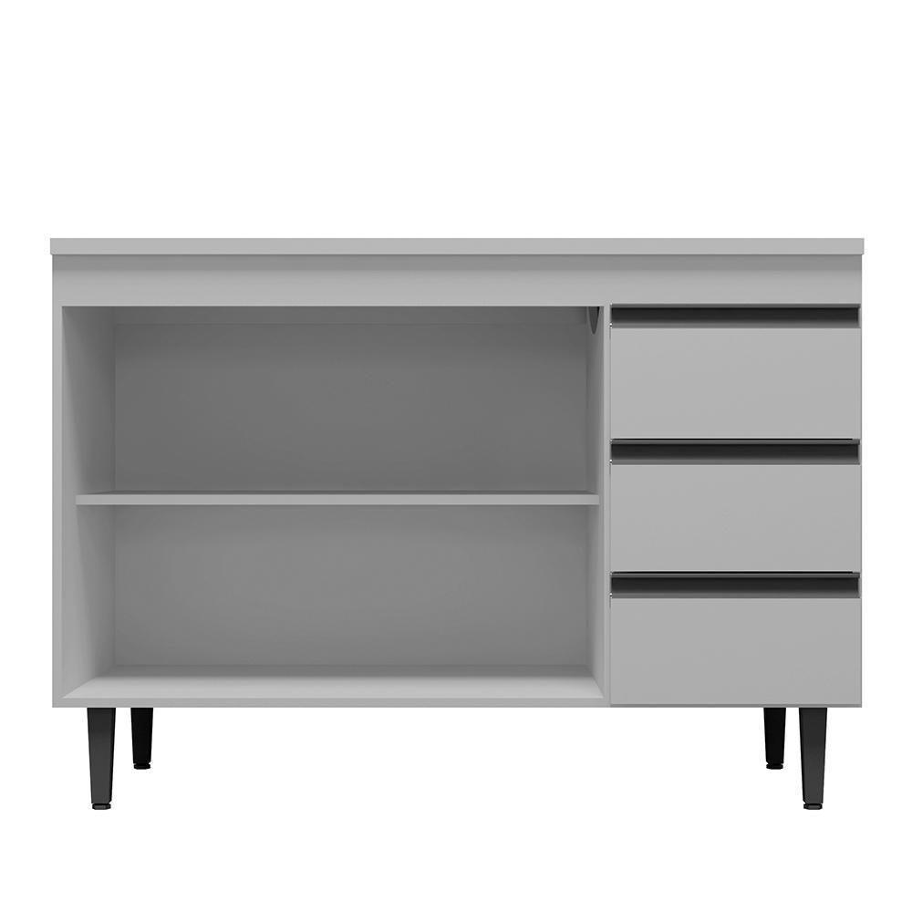 Kit De Cozinha Andréia Balcão 120cm Amêndoa-preto Com Tampo Mdp E Aéreo - Ajl Móveis Amêndoa-preto - 5