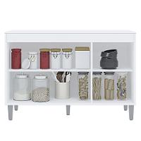 Kit Cozinha Balcão Manu 120cm Com Tampo Mdp E Aéreo Andréia Branco - Ajl Móveis Branco - 3