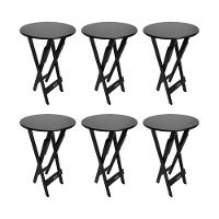 Kit 6 Mesas Bistrôs Dobráveis De Madeira Redonda Preta - Tarimatã - 1